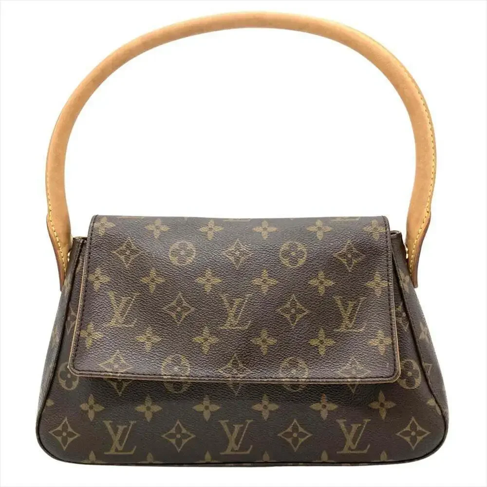 LOUIS VUITTON Authentic Brown Monogram Canvas Mini Looping Shoulder Bag